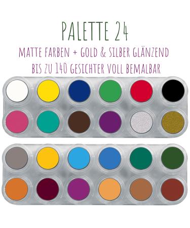Grimas Professional Water Make-Up Palette A+B | 24x2.5ml High-Quality Face Painting & Carnival Make-Up | Multicolored WMUP24 - Buy Online on GoSupps.com