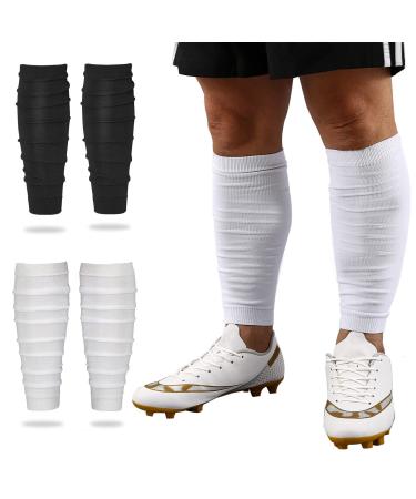 2 Pairs Football Leg Sleeve for Adults Youth Leg Sleeves For Men Football Calf Football Leg Sleeve. (BLA+WHI S)