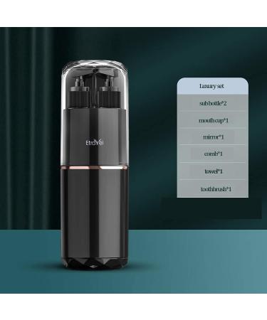 Portable 7-in-1 Luxury Toothbrush Kit with Shower Gel Dispenser - Black - Buy Online on GoSupps.com