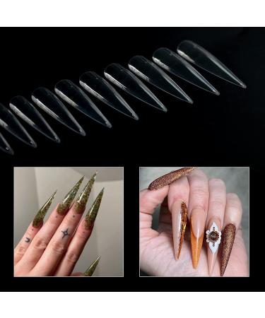 XXL False Nail Tips - 500 Long Stiletto Half Cover Press-On Fake Nails for Women & Girls | Christmas 0076-E2 | International Shipping - Buy Online on GoSupps.com