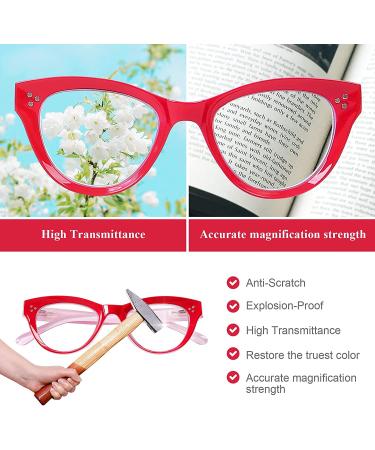 Fashion Oversized Cat Eye Blue Light Blocking Reading Glasses for Women - Red 2.75 - Buy Online on GoSupps.com