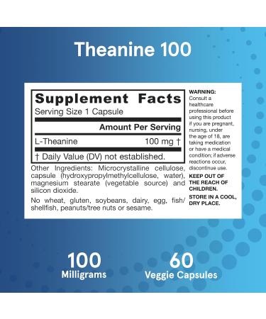 Jarrow Formulas Theanine 100 - 100 mg, 60 Veggie Caps | Calm & Focus Supplement - Buy Online on GoSupps.com