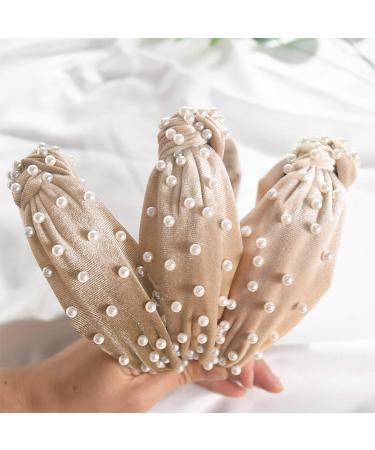 BEBEEPOO 2Pcs Pearl Velvet Wide Headbands - Vintage Style Hair Accessories - Buy Online on GoSupps.com