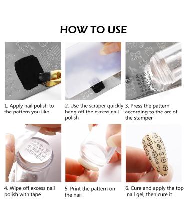 12 Pcs Nail Stamper Kit with Clear Jelly Silicone Stamping - DIY Manicure Nail Art Tools - Buy Online on GoSupps.com