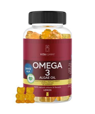 VitaYummy Omega 3 Vegan Vitamin Gums for Children and Adults, Lemon Flavor - No Artificial Additives - No Fish Taste - Vegan & Gelatin Free - 60 Vitamin Sweets
