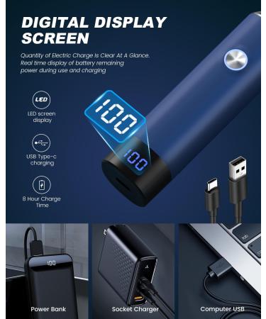 Buy Ear & Nose Hair Trimmer with LED Display - Painless USB Rechargeable for Men & Women IPX7 Waterproof Dual Edge Blades (Cyan) | International Shipping Available - Buy Online on GoSupps.com