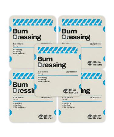 Rhino Rescue 4" X 4" Burn Dressing Burn Gel Cooling Soothing Cream Relief Burn First Aid Supplies (5)