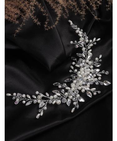 BERYUAN Women Pearl Flower Wedding Hair Accessory Teardrop Silver Rhinestone Crystal Hair Comb Vine Opal Hair Piece Gift for Her Party Headpiece for Bride Bridesmaid Girls(Silver) (Vine) - Buy Online on GoSupps.com