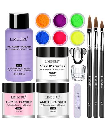 RoseFlower Acrylic Nail Kits Full Set - Acrylic Nail Powder Kit for Beginners with 3 Colors Clear Pink Acrylic Powder Kit - for Nail Salon #9