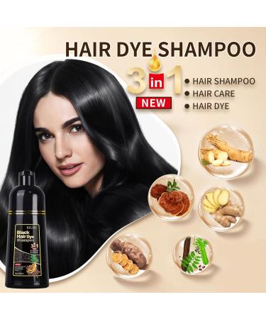 Hair Dye Shampoo 3 IN 1 | Instant Black Hair Color for Men & Women | 100% Grey Coverage | Natural Dye in Minutes (500ML - Buy Online on GoSupps.com