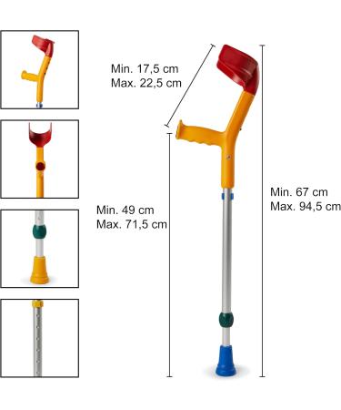 Rebotec Fun Kids Forearm Crutches for Children - Yellow  - Buy Online on GoSupps.com