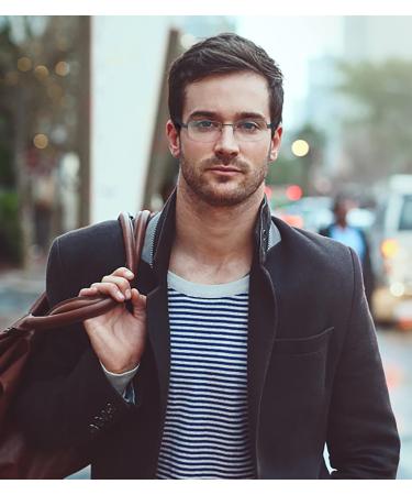 Missfive Men's Premium Multifocus Reading Glasses - 0 Power Blue Light Blocking Progressive Multifocal Metal Frame 1.5x Magnification Durable Spring Hinge Gun Blue Finish - Buy Online on GoSupps.com