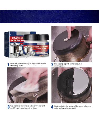 Stainless Steel Cleaner Wipes & Wax - 2pcs Pan & Sink Cleaner for Grease & Stains - Buy Online on GoSupps.com