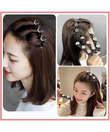Hair Clip Set - 5 Braided Mini Clips with Crystal Flower | Kolibri Double Layer Fashionable Hair Accessories for Women & Girls - Buy Online on GoSupps.com