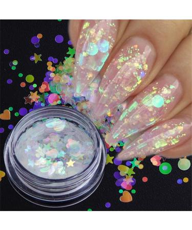 3D Glitter Sequin Mix for Fingernails - Holographic Mermaid Decoration Irregular Stars & Cardiac Flakes for Stunning Manicures - Buy Online on GoSupps.com