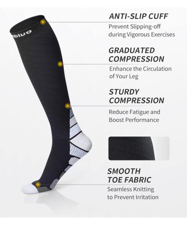 Buy Cambivo Compression Stockings for Men & Women - 2 Pairs of Support Socks for Running Sports Travel & Cycling - S-M Black & Gray - Buy Online on GoSupps.com