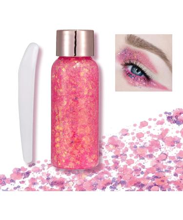 Body Glitter Gel Sequins Glitter Chunky Liquid Eyeshadow Glitter Cosmetic Glitter Face and Body Gel Sparkling Festival Party Lotion Glitter for Face Body Eye Hair Makeup DIY Art (Pink) Chunky Glitter 104 Pink - Buy Online on GoSupps.com