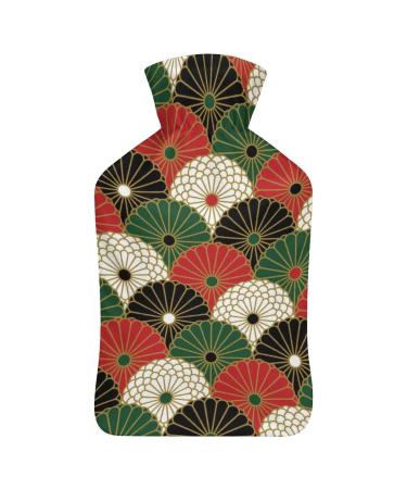 Heat bottle with lid Japanese chrysanthemum pattern rubber hot water sac for pain relief cramps foot warmer hot and cold therapy