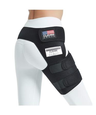 Cleviss Brace Groin Support Wrap | Hip Brace for Pulled Quadriceps Thigh Muscle | For Sciatica Nerve Pain Relief Hip Flexor Strain | Bursitis and Arthritis Compression SI Belt Sleeve For Men and Women RIGHT