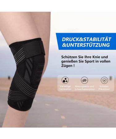 Kniebandage f r M nner & Frauen 2er Set Kniebandagen mit verstellbaren Riemen & rutschfestem Silikon ideal f r Sport Laufen Arthritis Gelenkschmerzen Schwarz M - Buy Online on GoSupps.com