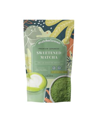 Matchalicious Sweetened Matcha Premium Japanese Green Tea Powder for Baking, Lattes, Smoothies and Tea | Just Add Water, Dissolves Easily 6oz
