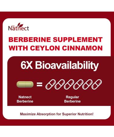 Natnect Berberine Supplement with Ceylon Cinnamon Licorice Extract Berberine 6X for Healthy Weight Management Metabolism and Immune Support (120 Capsules) - Buy Online on GoSupps.com