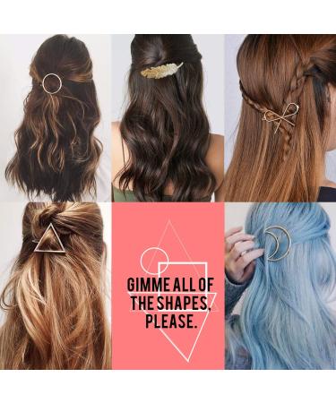 Dainty Feather & Geometric Hair Clips Set - Gold & Silver Hair Accessories for Women - Buy Online on GoSupps.com