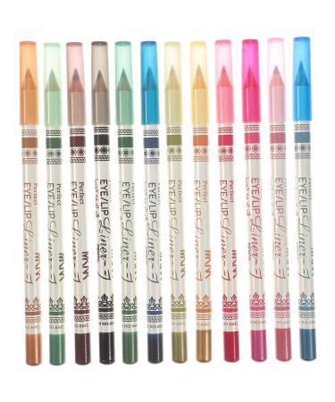 Beavorty 12 Pcs Brown Pencil Green Suits Blue Suits Eyeshadow Pencil Eyeliner Miss Eye Shadow Stick Make up 1 count (Pack of 1) As Shown
