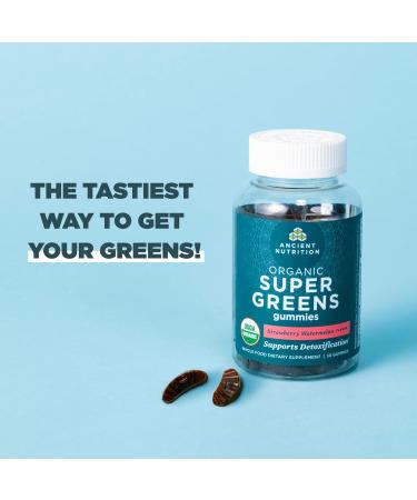 Ancient Nutrition Supergreens Gummy Organic Superfood Gummy Made from Real Fruits Vegetables and Herbs for Digestive and Energy Support 100 Count Strawberry Watermelon - Buy Online on GoSupps.com