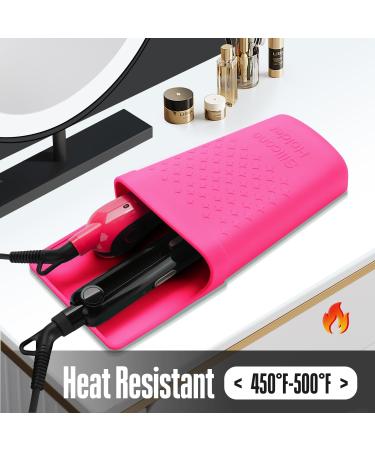 Silicone Holder for Curling & Flat Irons | Heat Resistant Pouch Organizer | Hot Pink | Hair Tool Accessory with Stainless Steel Hook - Buy Online on GoSupps.com