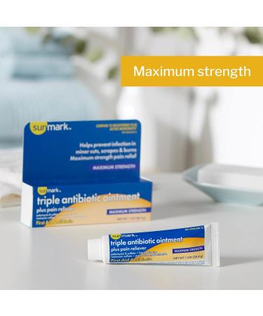 Sunmark Triple Antibiotic Ointment Plus Pain Reliever 1 oz - Fast-acting Relief - Buy Online on GoSupps.com