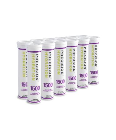 Precision Hydration Lite Electrolyte Drink - Multi Strength Effervescent Hydration Tablets - Combats Cramp - Low Calorie, Gluten Free, Vegan/Vegetarian Friendly (12 Tubes, 1500mg/L - Purple Tube) 12 Tubes 1500mg/L - Purple…