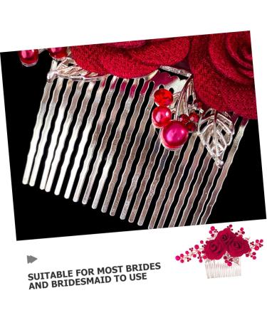 Beatifufu Rose Hair Comb Rose Head Decor Hair Jewelry Comb Wedding Hair Side Comb Wedding Hair Accessories for Brides Bridesmaid Hair Comb Female Insert Comb Wedding Hair Comb Cloth Red - Buy Online on GoSupps.com