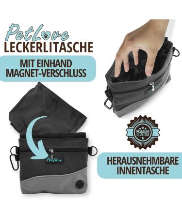 PetLove Treat Bag for Dogs - Magnetic Closure Food Bag with Poop Bag Dispenser & Versatile Bum Bag - Gray - Buy Online on GoSupps.com