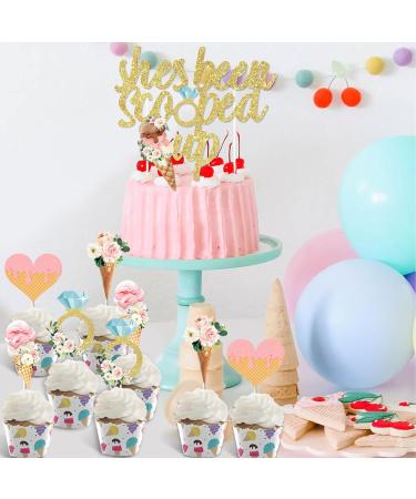 Sursurprise Ice Cream Bridal Shower Decorations She s Been Scooped Up Cake Topper 24pcs Ice Cream Bridal Shower Cupcake Topper Summer Wedding Engagement Bachelorette Party Supplies - Buy Online on GoSupps.com