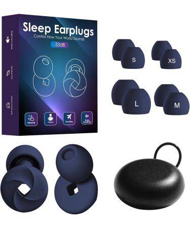 Midnight Blue Ear Plugs - 33dB Noise Reduction for Sleep Swimming & Work | Comfortable Reusable Silicone Earplugs with 8 Ear Tips for Maximum Hearing Protection - Buy Online on GoSupps.com