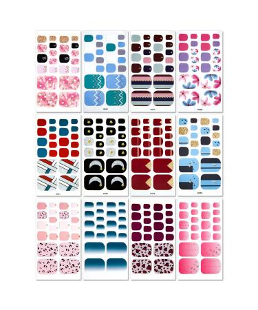 DANNEASY 20 Toe Nail Stickers Full Nail Wraps - Self Adhesive Toenail Polish Strips with File and Cuticle Stick Kit - Buy Online on GoSupps.com