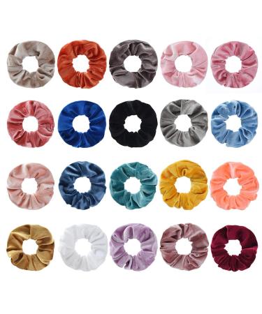 Iloovee 20 Pack Velvet Scrunchies - Multi-color Elastic Hair Ties for Women, Girls - Hair Accessories Set - Buy Online on GoSupps.com