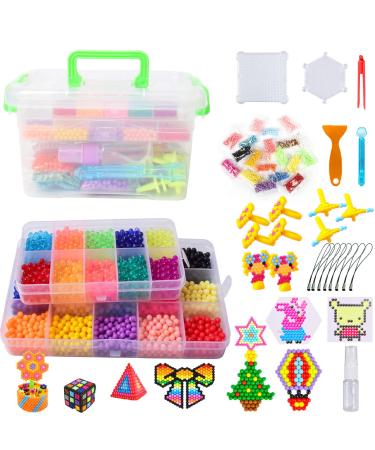 Lemical 25 Colors 5000pcs Magic Water Fuse Beads Pegboard Puzzles Set for Kids Adults Colored Fuse Beads Craft Kit Magic Water Sticky Beads DIY Art Crafts Toys Set with Pegboard, Manual, Spray Bottle