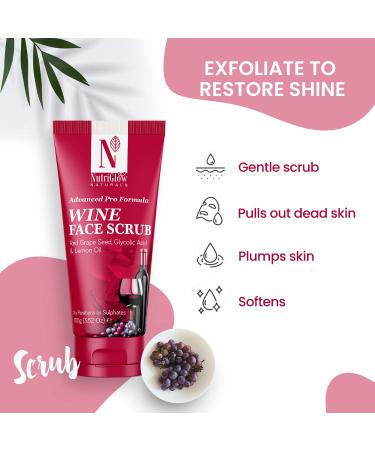 Buy NutriGlow NATURALS Wine Face Scrub & Body Lotion - 100gm & 150gm | Best Natural Skincare for Glowing Skin - Worldwide Shipping - Buy Online on GoSupps.com