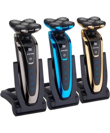 5D Rotary Electric Shaver for Men - Cordless Rechargeable Bald Head Razor with Pop-up Trimmer & LED Display - IPX7 Waterproof (Blue - Buy Online on GoSupps.com