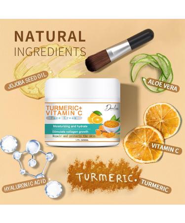 Turmeric Face Cream Anti Aging Face Cream Face Moisturiser Cream Vitamin C Face Cream Dark Spot Corrector Remover For Face Moisturizing Erase Fine Lines & Wrinkles Firming Glow Skincare - Buy Online on GoSupps.com