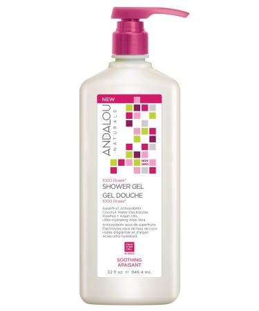 Andalou Naturals 1000 Roses Soothing Shower Gel, Value Size, 32 Ounce 1000 Roses Soothing 32 Fl Oz (Pack of 1)