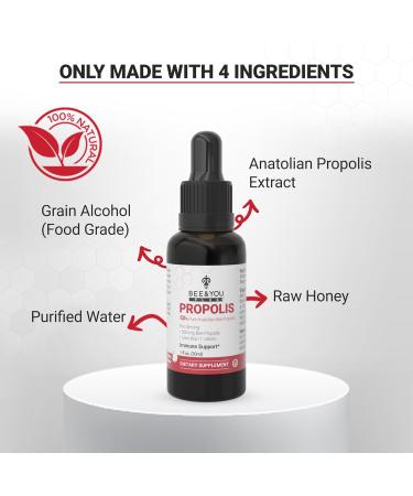 BEE and YOU Propolis Pure Liquid Extract with Honey 500 mg Bee Propolis per serving Ultra Plus Potency - Zero Sugar - Zero Calorie - Supports Healthy Immune System - Sore Throat Relief - Antioxidants Keto Paleo Gluten-Free 1 Fl Oz (1 Pack) Ultra Potency - Buy Online on GoSupps.com