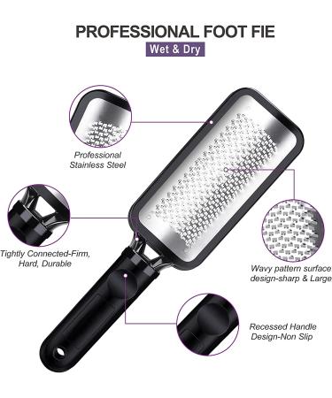 Professional Foot File Set - Portable Foot File with 4 Pack 2-in-1 Foot Pumices | Rust-Resistant Foot Scrubber for Rough Dead Skin Removal | Durable Foot Pedicure Kit for Callus & Wet/Dry Feet - Buy Online on GoSupps.com