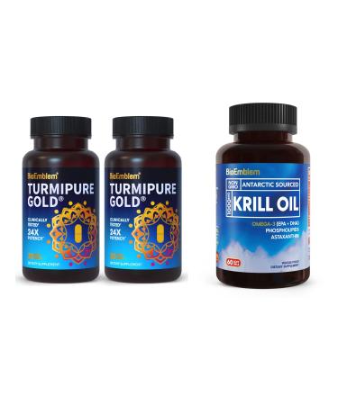 BioEmblem Turmeric Curcumin with Clinically Studied TurmiPure Antarctic Krill Oil Supplement