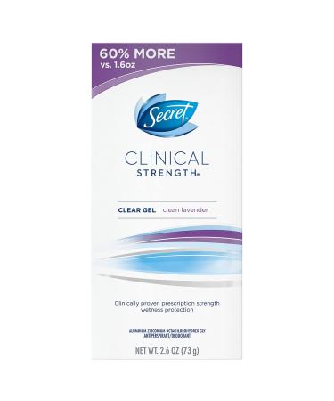 Secret Clinical Strength Antiperspirant Deodorant for Women Clean Lavender Scent Clear Gel 2.6 Oz Clean Lavender, 2.6 oz