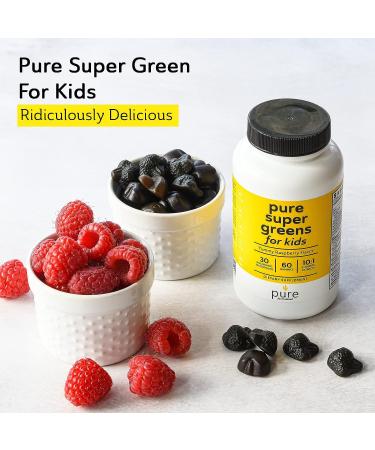 Super Greens Kids Multivitamin Gummies - Digestive & Immune Support, Vegan Chewables with 30 Superfoods, Raspberry Flavor - 60-Day Supply - Buy Online on GoSupps.com