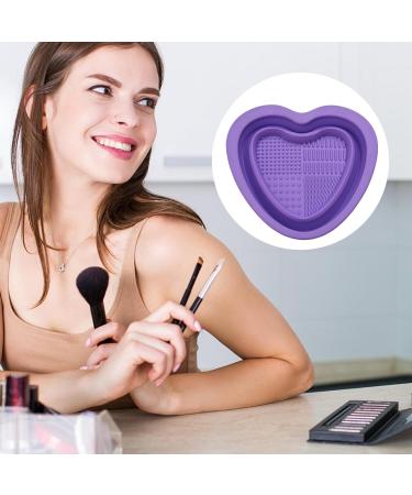 lyanny Makeup Cleaning Bowl | Heart Shape Silicone Make up Brush Cleaner | Portable Brush Cleaning Pad Foldable Makeup Cleaning Tools for Brushes Sponges Purple - Buy Online on GoSupps.com
