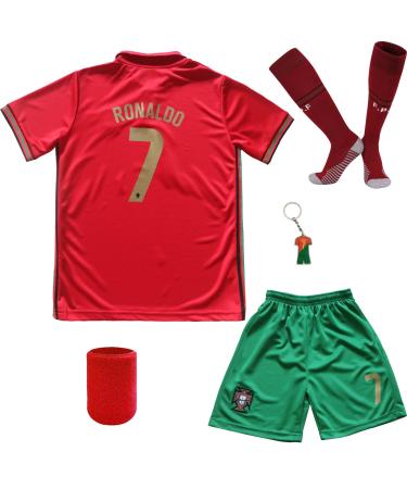 LeenBD Ronaldo #7 Home Kids Soccer Football Futbol Jersey & Shorts Set Youth Sizes Home 26 (8-9 Years)